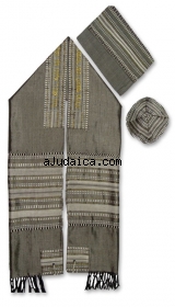 Rikmat Elimelech Handloom Woven Gray Silk Tallit by aJudaica